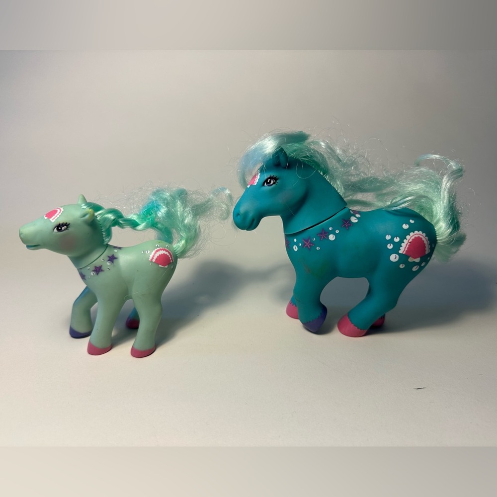 2 Vintage Lanard My Little Pony - 1 Seashell Pony 1 Seashell Foal Stars Baby